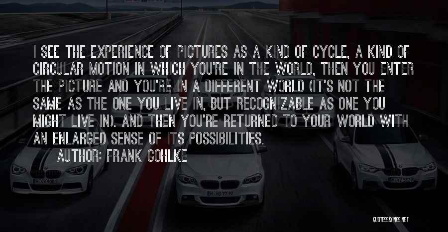 Frank Gohlke Quotes: I See The Experience Of Pictures As A Kind Of Cycle, A Kind Of Circular Motion In Which You're In