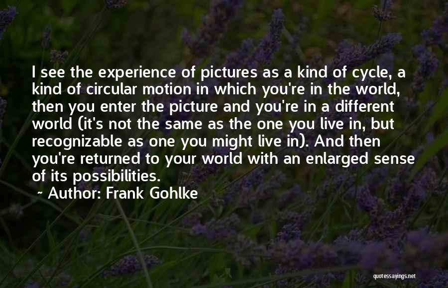 Frank Gohlke Quotes: I See The Experience Of Pictures As A Kind Of Cycle, A Kind Of Circular Motion In Which You're In