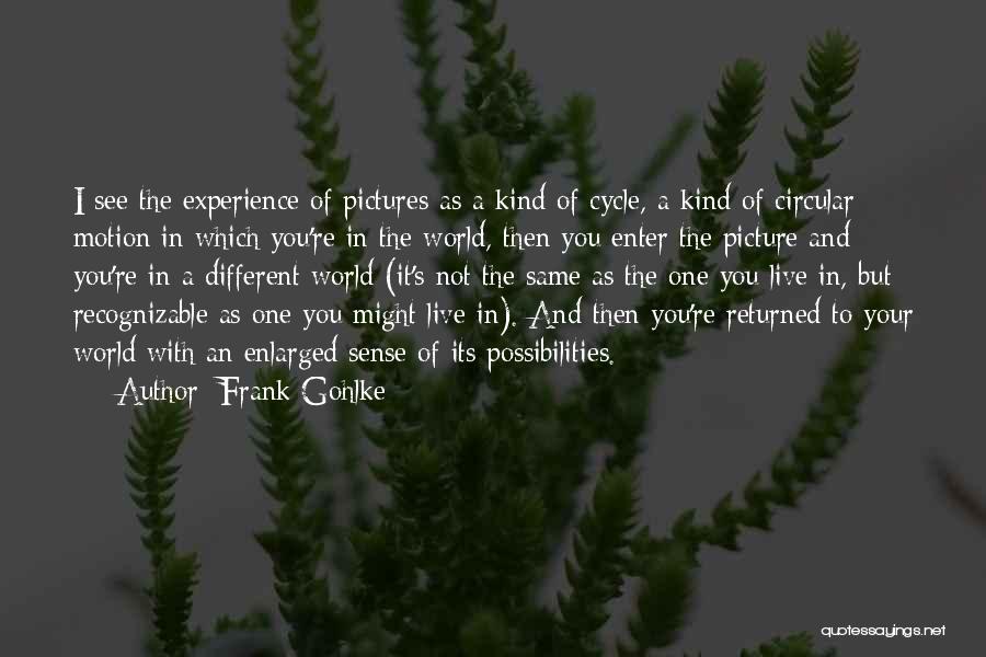 Frank Gohlke Quotes: I See The Experience Of Pictures As A Kind Of Cycle, A Kind Of Circular Motion In Which You're In