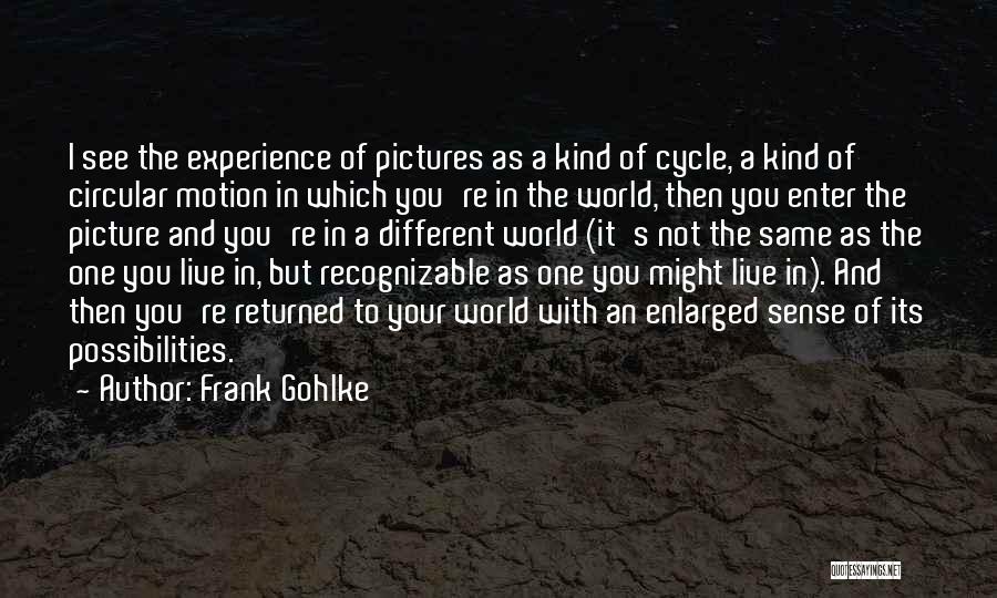 Frank Gohlke Quotes: I See The Experience Of Pictures As A Kind Of Cycle, A Kind Of Circular Motion In Which You're In