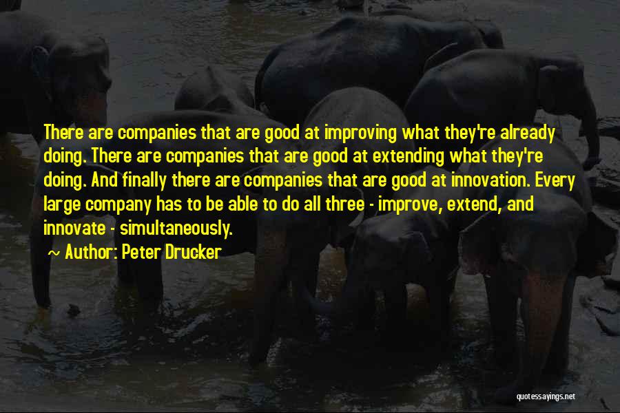 Peter Drucker Quotes: There Are Companies That Are Good At Improving What They're Already Doing. There Are Companies That Are Good At Extending