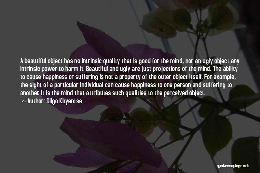 Dilgo Khyentse Quotes: A Beautiful Object Has No Intrinsic Quality That Is Good For The Mind, Nor An Ugly Object Any Intrinsic Power