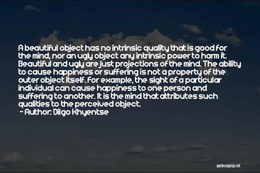 Dilgo Khyentse Quotes: A Beautiful Object Has No Intrinsic Quality That Is Good For The Mind, Nor An Ugly Object Any Intrinsic Power