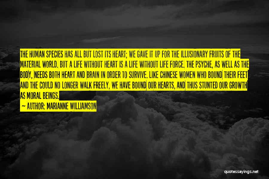 Marianne Williamson Quotes: The Human Species Has All But Lost Its Heart; We Gave It Up For The Illusionary Fruits Of The Material