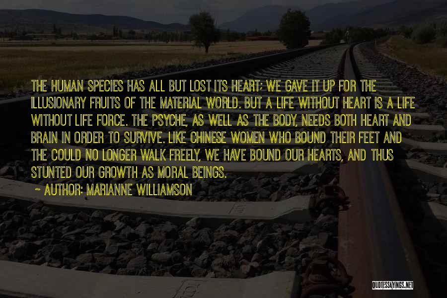 Marianne Williamson Quotes: The Human Species Has All But Lost Its Heart; We Gave It Up For The Illusionary Fruits Of The Material