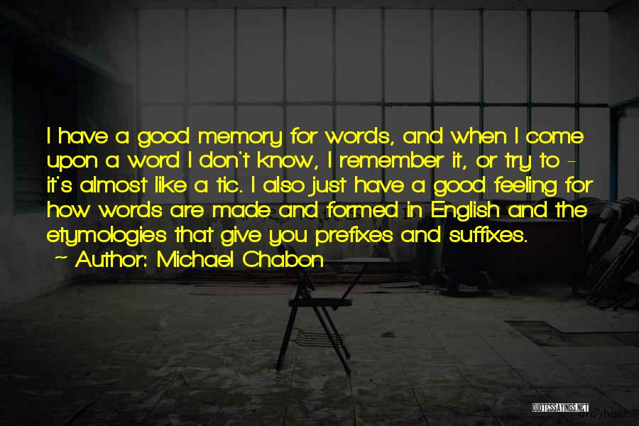 Michael Chabon Quotes: I Have A Good Memory For Words, And When I Come Upon A Word I Don't Know, I Remember It,