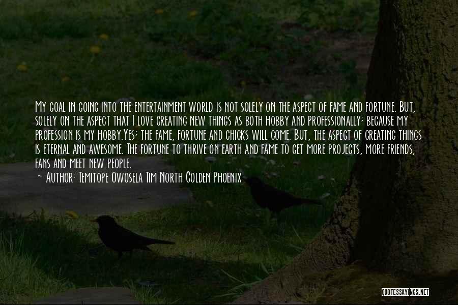 Temitope Owosela Tim North Golden Phoenix Quotes: My Goal In Going Into The Entertainment World Is Not Solely On The Aspect Of Fame And Fortune. But, Solely