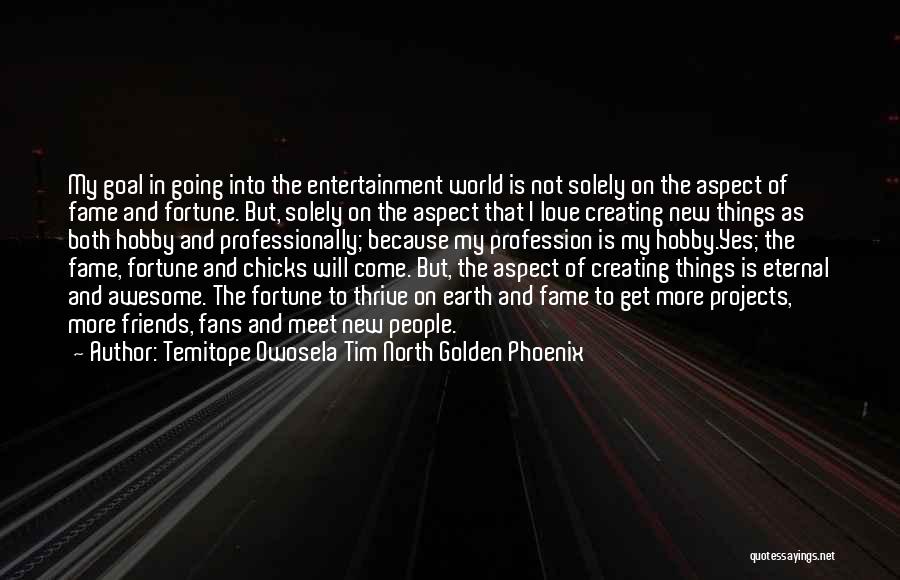 Temitope Owosela Tim North Golden Phoenix Quotes: My Goal In Going Into The Entertainment World Is Not Solely On The Aspect Of Fame And Fortune. But, Solely