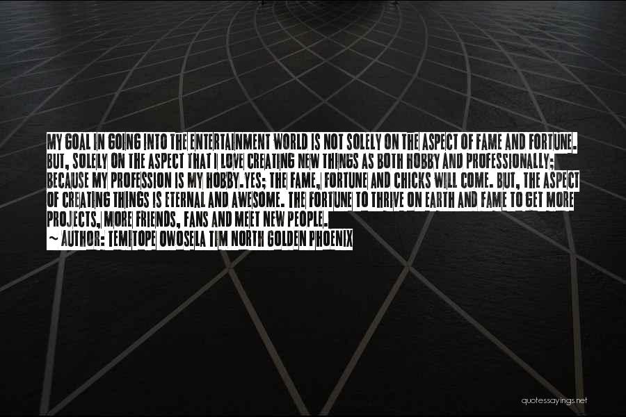 Temitope Owosela Tim North Golden Phoenix Quotes: My Goal In Going Into The Entertainment World Is Not Solely On The Aspect Of Fame And Fortune. But, Solely