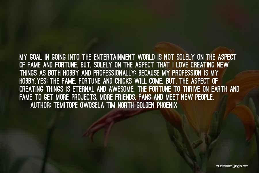 Temitope Owosela Tim North Golden Phoenix Quotes: My Goal In Going Into The Entertainment World Is Not Solely On The Aspect Of Fame And Fortune. But, Solely