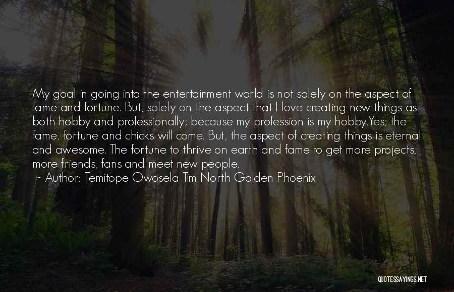 Temitope Owosela Tim North Golden Phoenix Quotes: My Goal In Going Into The Entertainment World Is Not Solely On The Aspect Of Fame And Fortune. But, Solely