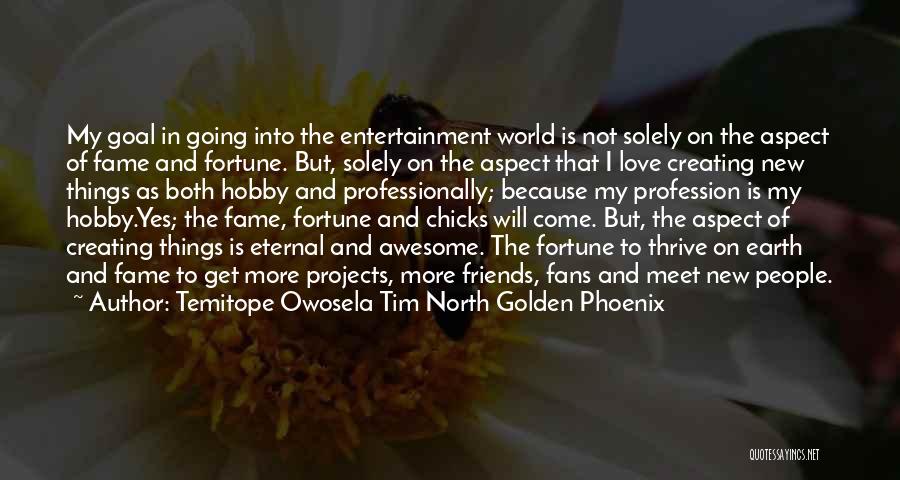 Temitope Owosela Tim North Golden Phoenix Quotes: My Goal In Going Into The Entertainment World Is Not Solely On The Aspect Of Fame And Fortune. But, Solely