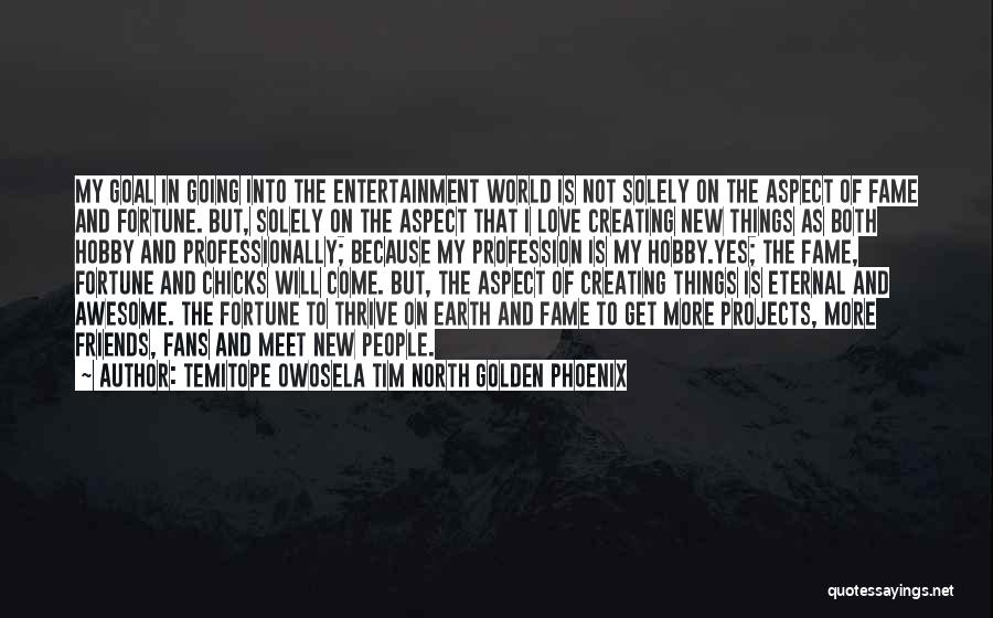 Temitope Owosela Tim North Golden Phoenix Quotes: My Goal In Going Into The Entertainment World Is Not Solely On The Aspect Of Fame And Fortune. But, Solely