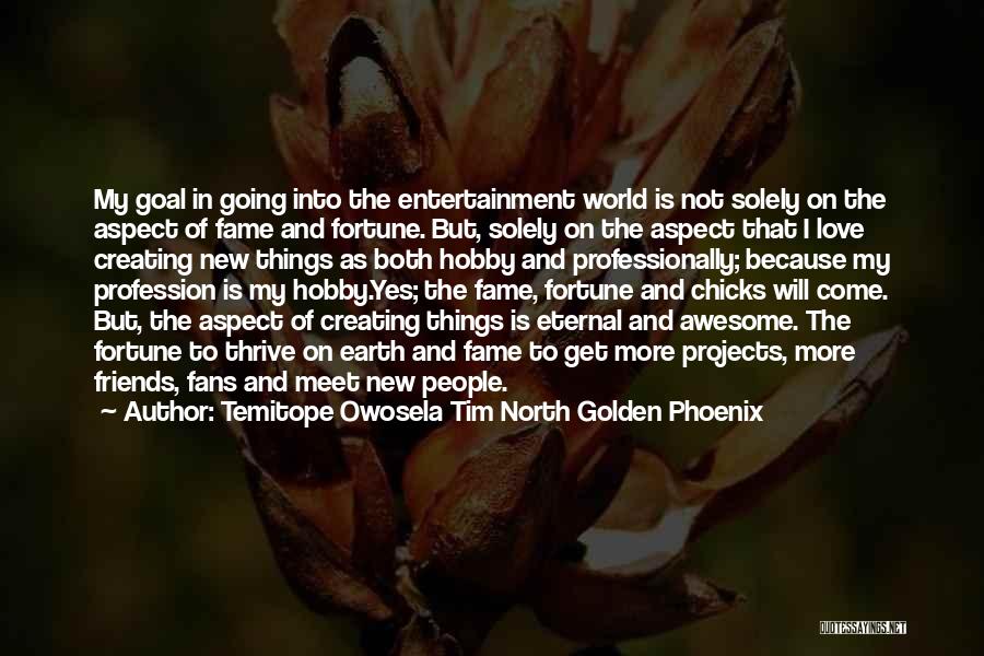 Temitope Owosela Tim North Golden Phoenix Quotes: My Goal In Going Into The Entertainment World Is Not Solely On The Aspect Of Fame And Fortune. But, Solely