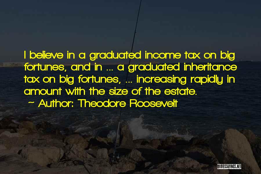 Theodore Roosevelt Quotes: I Believe In A Graduated Income Tax On Big Fortunes, And In ... A Graduated Inheritance Tax On Big Fortunes,