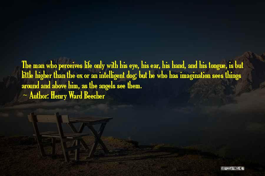 Henry Ward Beecher Quotes: The Man Who Perceives Life Only With His Eye, His Ear, His Hand, And His Tongue, Is But Little Higher