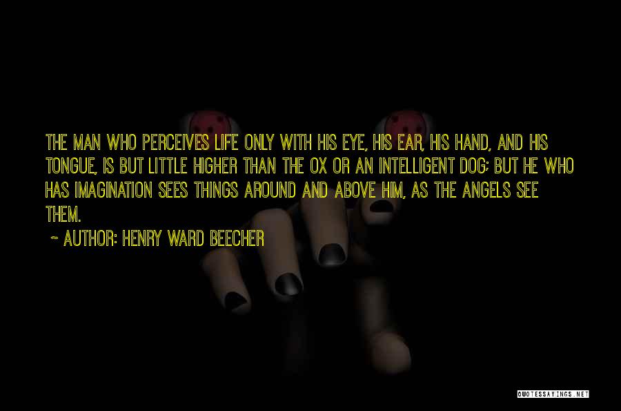 Henry Ward Beecher Quotes: The Man Who Perceives Life Only With His Eye, His Ear, His Hand, And His Tongue, Is But Little Higher