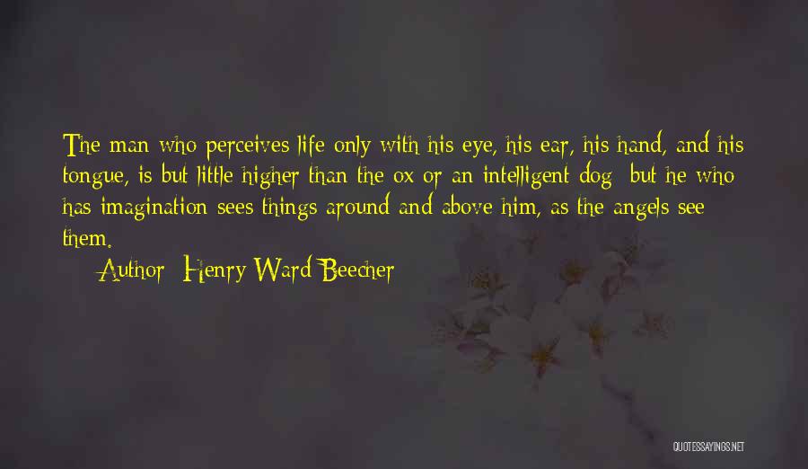 Henry Ward Beecher Quotes: The Man Who Perceives Life Only With His Eye, His Ear, His Hand, And His Tongue, Is But Little Higher