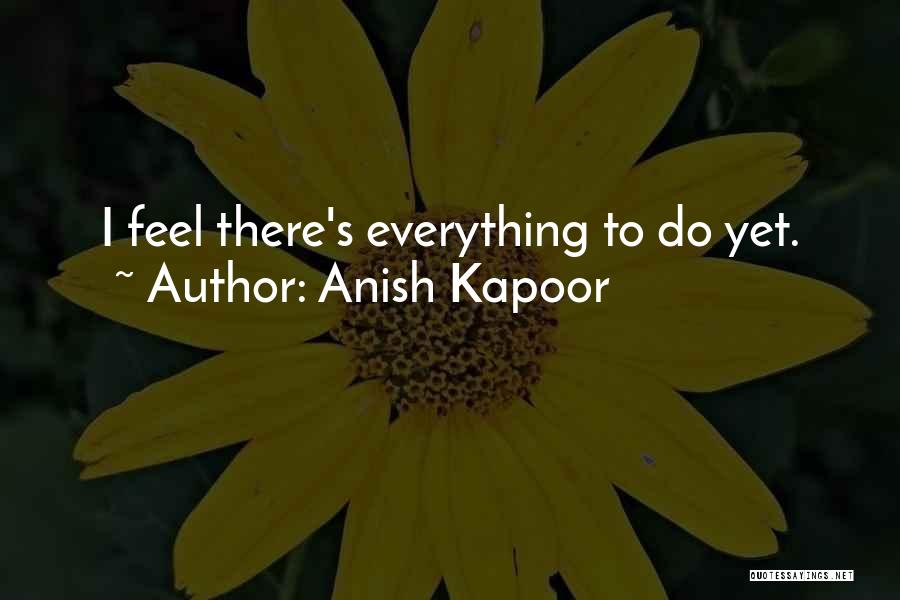 Anish Kapoor Quotes: I Feel There's Everything To Do Yet.