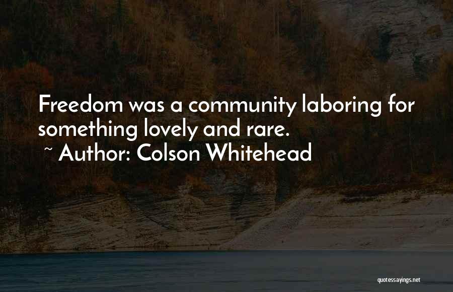 Colson Whitehead Quotes: Freedom Was A Community Laboring For Something Lovely And Rare.