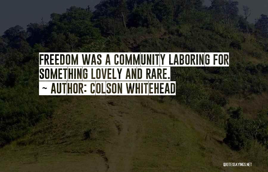 Colson Whitehead Quotes: Freedom Was A Community Laboring For Something Lovely And Rare.