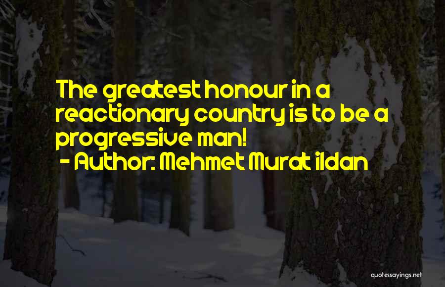 Mehmet Murat Ildan Quotes: The Greatest Honour In A Reactionary Country Is To Be A Progressive Man!