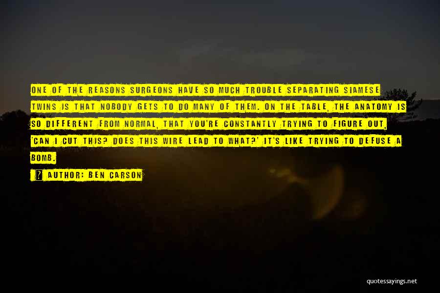 Ben Carson Quotes: One Of The Reasons Surgeons Have So Much Trouble Separating Siamese Twins Is That Nobody Gets To Do Many Of