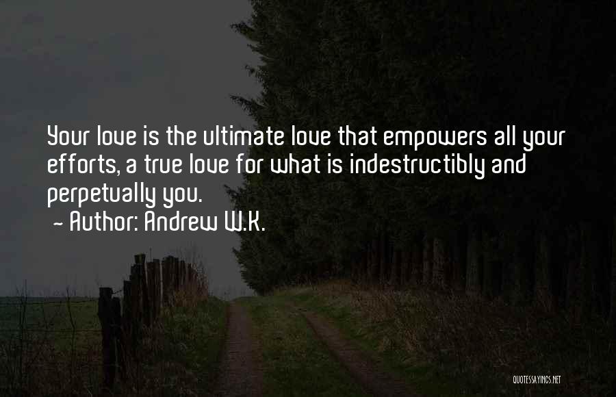 Andrew W.K. Quotes: Your Love Is The Ultimate Love That Empowers All Your Efforts, A True Love For What Is Indestructibly And Perpetually