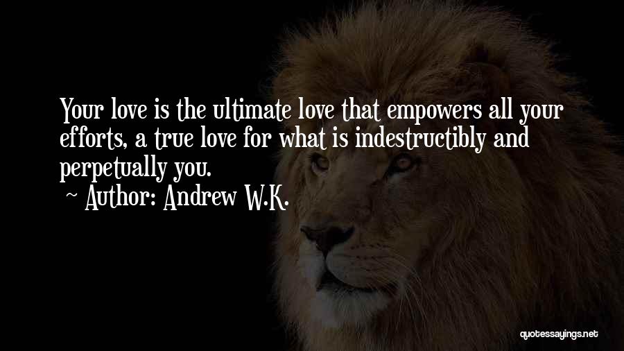 Andrew W.K. Quotes: Your Love Is The Ultimate Love That Empowers All Your Efforts, A True Love For What Is Indestructibly And Perpetually