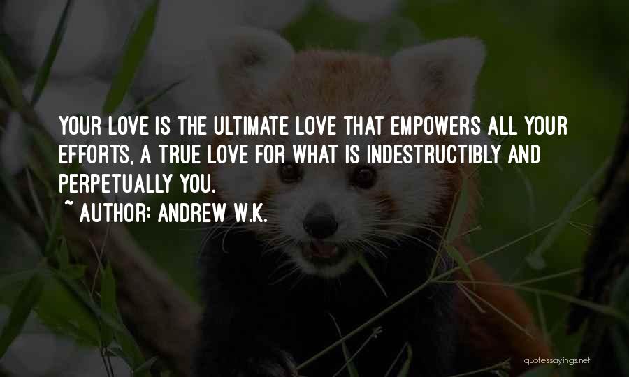 Andrew W.K. Quotes: Your Love Is The Ultimate Love That Empowers All Your Efforts, A True Love For What Is Indestructibly And Perpetually