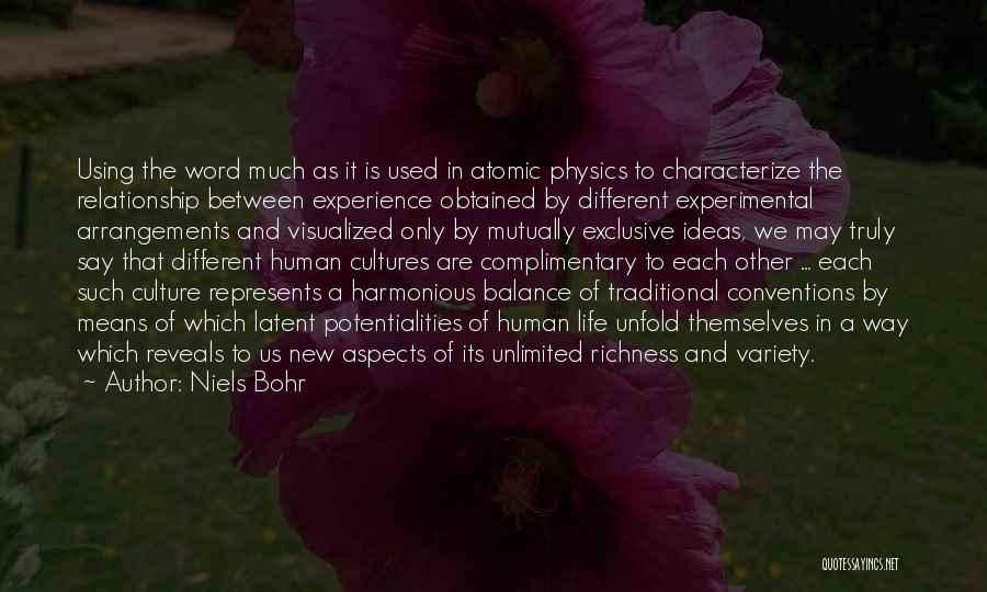 Niels Bohr Quotes: Using The Word Much As It Is Used In Atomic Physics To Characterize The Relationship Between Experience Obtained By Different