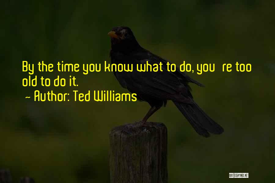 Ted Williams Quotes: By The Time You Know What To Do, You're Too Old To Do It.