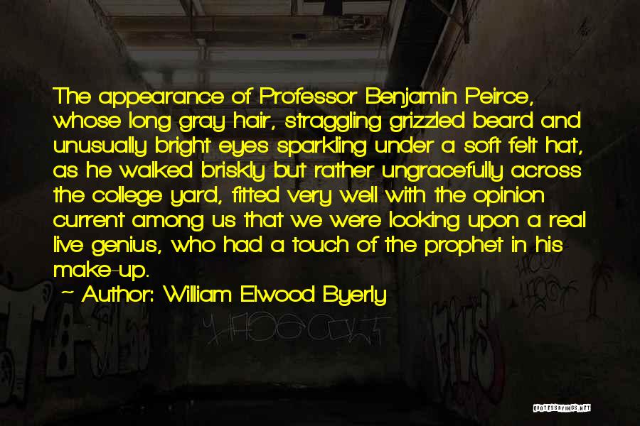 William Elwood Byerly Quotes: The Appearance Of Professor Benjamin Peirce, Whose Long Gray Hair, Straggling Grizzled Beard And Unusually Bright Eyes Sparkling Under A