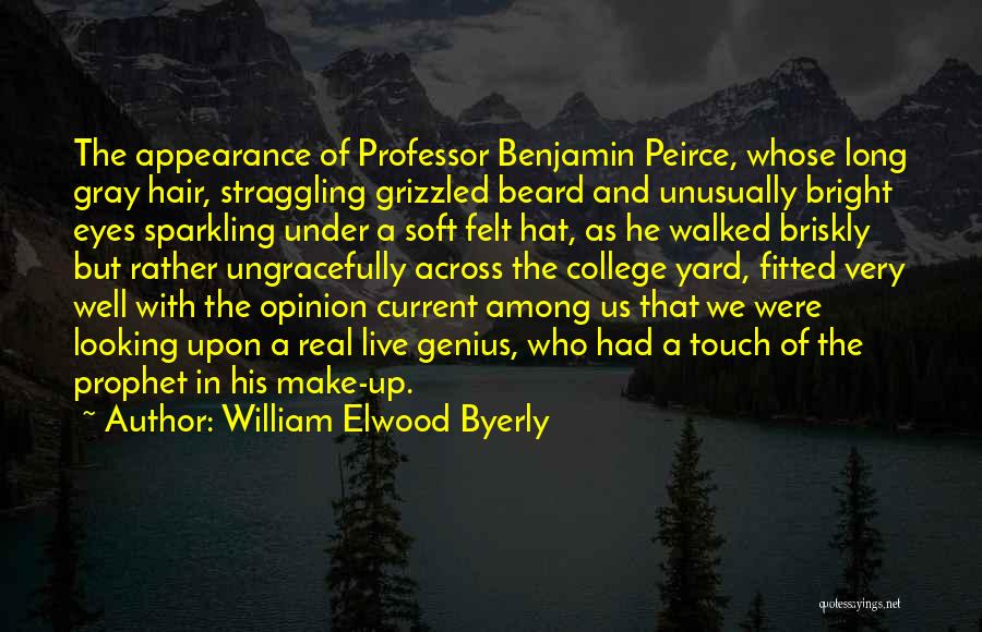 William Elwood Byerly Quotes: The Appearance Of Professor Benjamin Peirce, Whose Long Gray Hair, Straggling Grizzled Beard And Unusually Bright Eyes Sparkling Under A