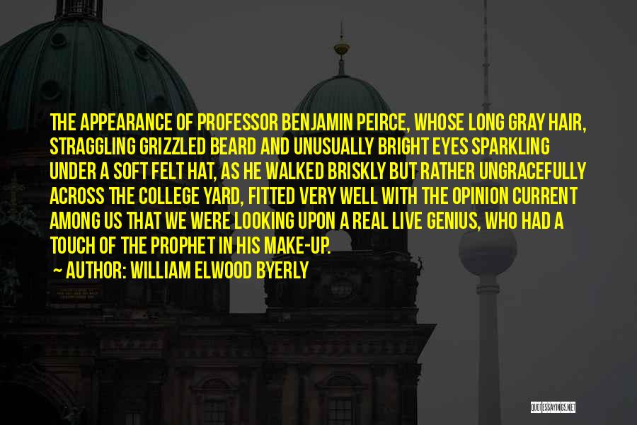 William Elwood Byerly Quotes: The Appearance Of Professor Benjamin Peirce, Whose Long Gray Hair, Straggling Grizzled Beard And Unusually Bright Eyes Sparkling Under A