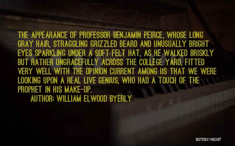 William Elwood Byerly Quotes: The Appearance Of Professor Benjamin Peirce, Whose Long Gray Hair, Straggling Grizzled Beard And Unusually Bright Eyes Sparkling Under A