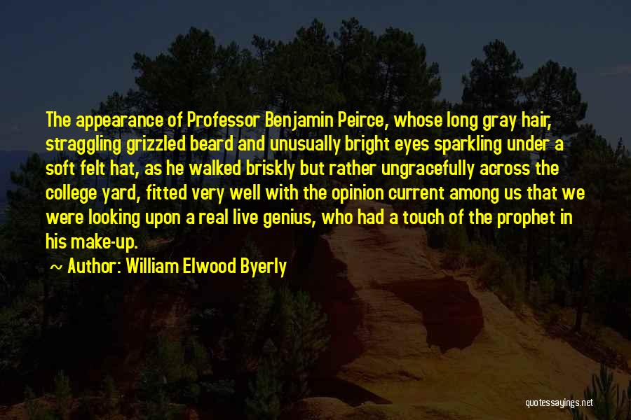 William Elwood Byerly Quotes: The Appearance Of Professor Benjamin Peirce, Whose Long Gray Hair, Straggling Grizzled Beard And Unusually Bright Eyes Sparkling Under A