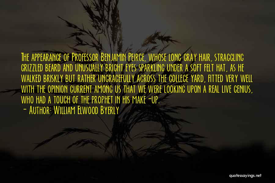 William Elwood Byerly Quotes: The Appearance Of Professor Benjamin Peirce, Whose Long Gray Hair, Straggling Grizzled Beard And Unusually Bright Eyes Sparkling Under A