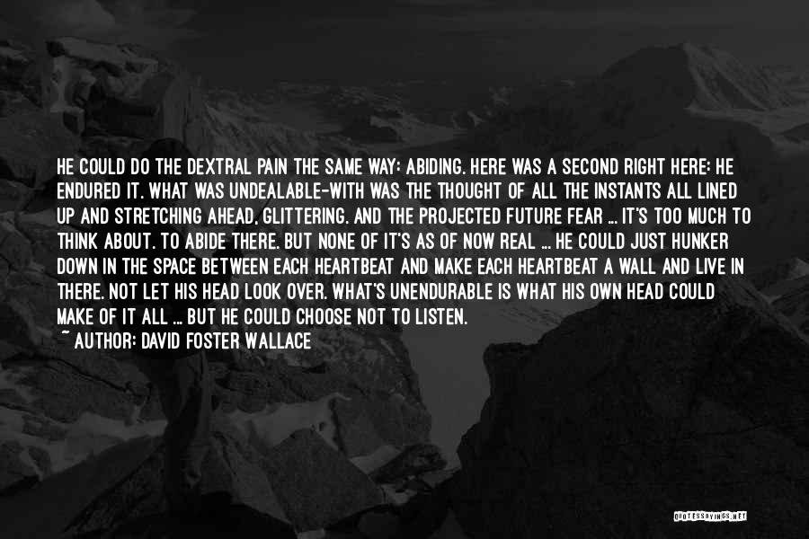 David Foster Wallace Quotes: He Could Do The Dextral Pain The Same Way: Abiding. Here Was A Second Right Here: He Endured It. What