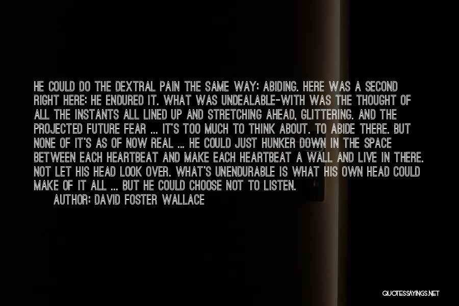 David Foster Wallace Quotes: He Could Do The Dextral Pain The Same Way: Abiding. Here Was A Second Right Here: He Endured It. What