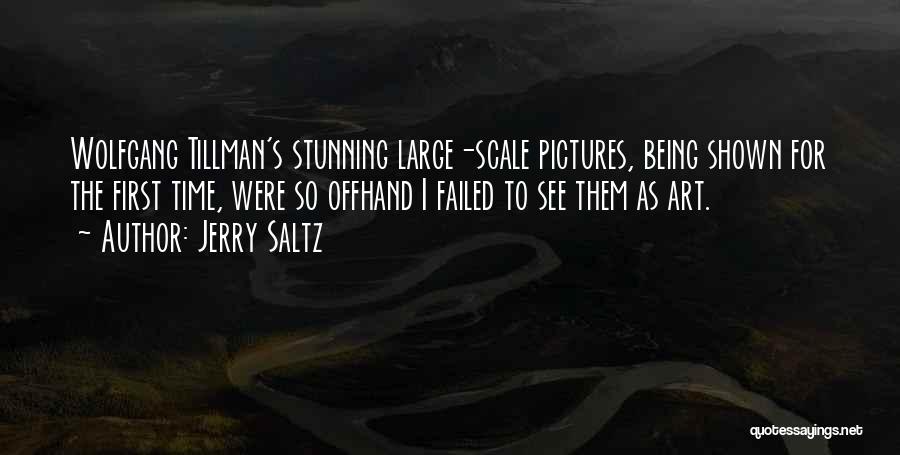 Jerry Saltz Quotes: Wolfgang Tillman's Stunning Large-scale Pictures, Being Shown For The First Time, Were So Offhand I Failed To See Them As