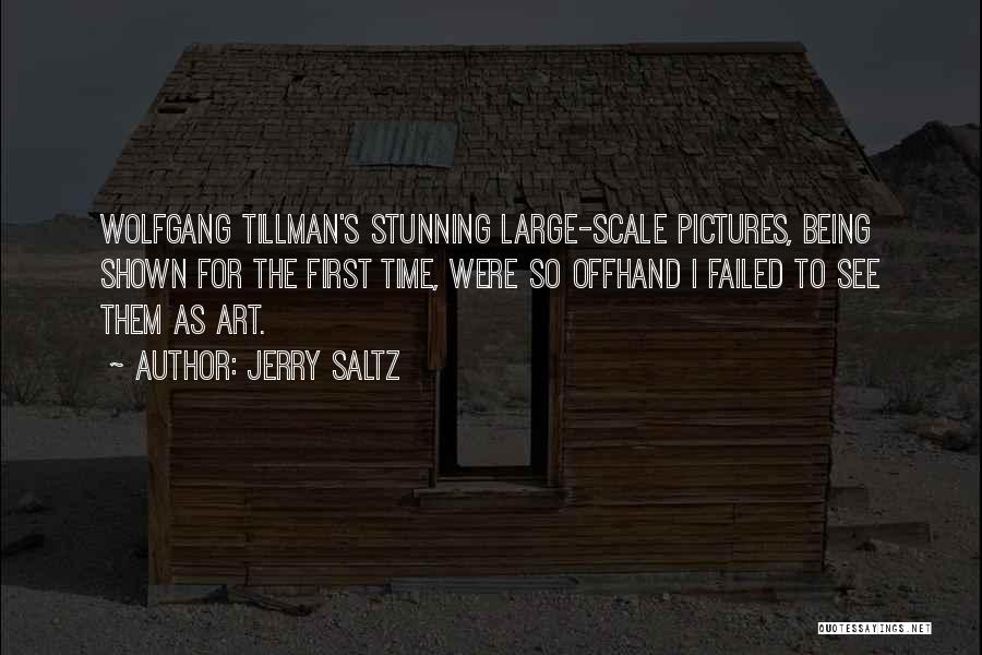 Jerry Saltz Quotes: Wolfgang Tillman's Stunning Large-scale Pictures, Being Shown For The First Time, Were So Offhand I Failed To See Them As