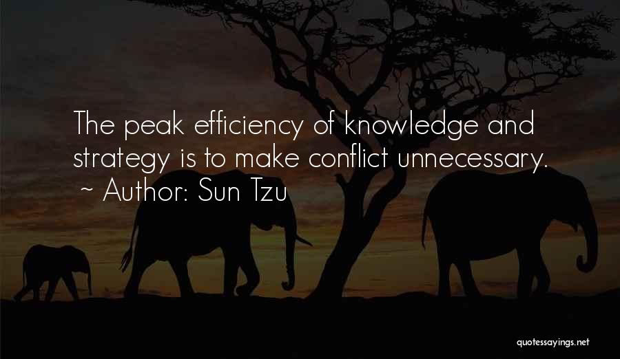 Sun Tzu Quotes: The Peak Efficiency Of Knowledge And Strategy Is To Make Conflict Unnecessary.