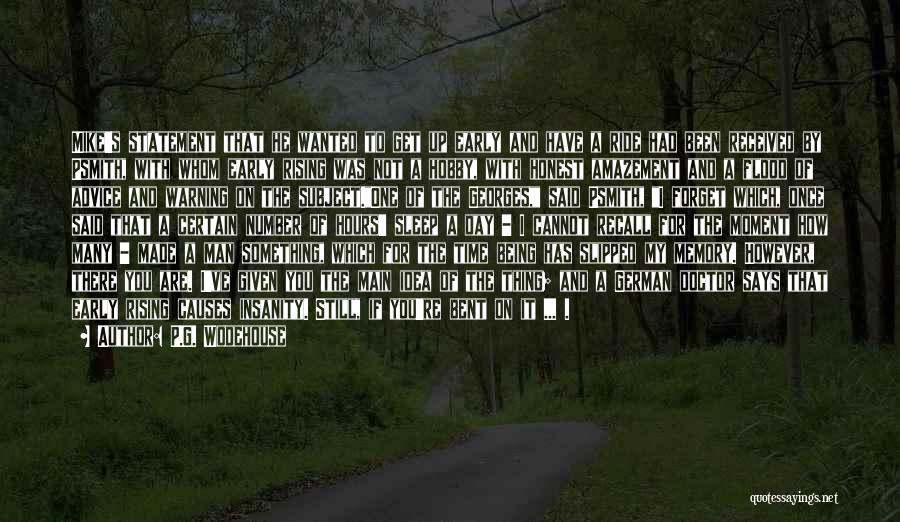 P.G. Wodehouse Quotes: Mike's Statement That He Wanted To Get Up Early And Have A Ride Had Been Received By Psmith, With Whom