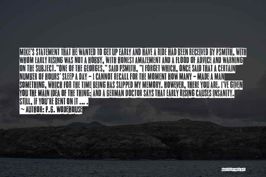 P.G. Wodehouse Quotes: Mike's Statement That He Wanted To Get Up Early And Have A Ride Had Been Received By Psmith, With Whom