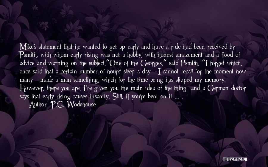 P.G. Wodehouse Quotes: Mike's Statement That He Wanted To Get Up Early And Have A Ride Had Been Received By Psmith, With Whom