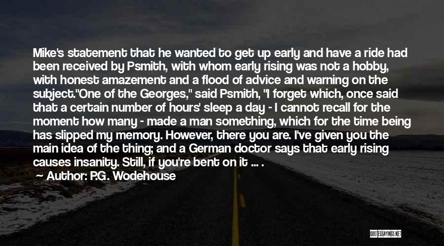 P.G. Wodehouse Quotes: Mike's Statement That He Wanted To Get Up Early And Have A Ride Had Been Received By Psmith, With Whom