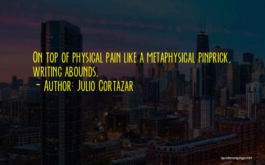 Julio Cortazar Quotes: On Top Of Physical Pain Like A Metaphysical Pinprick, Writing Abounds.