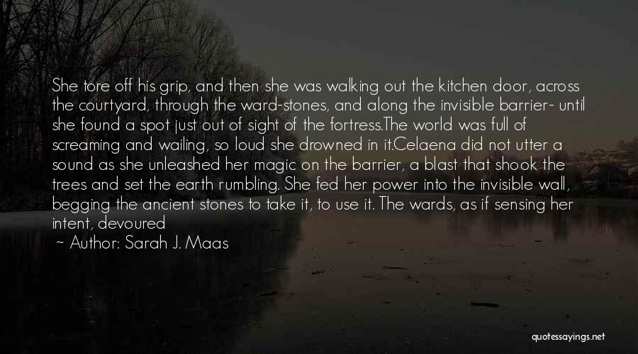 Sarah J. Maas Quotes: She Tore Off His Grip, And Then She Was Walking Out The Kitchen Door, Across The Courtyard, Through The Ward-stones,