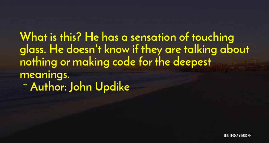 John Updike Quotes: What Is This? He Has A Sensation Of Touching Glass. He Doesn't Know If They Are Talking About Nothing Or